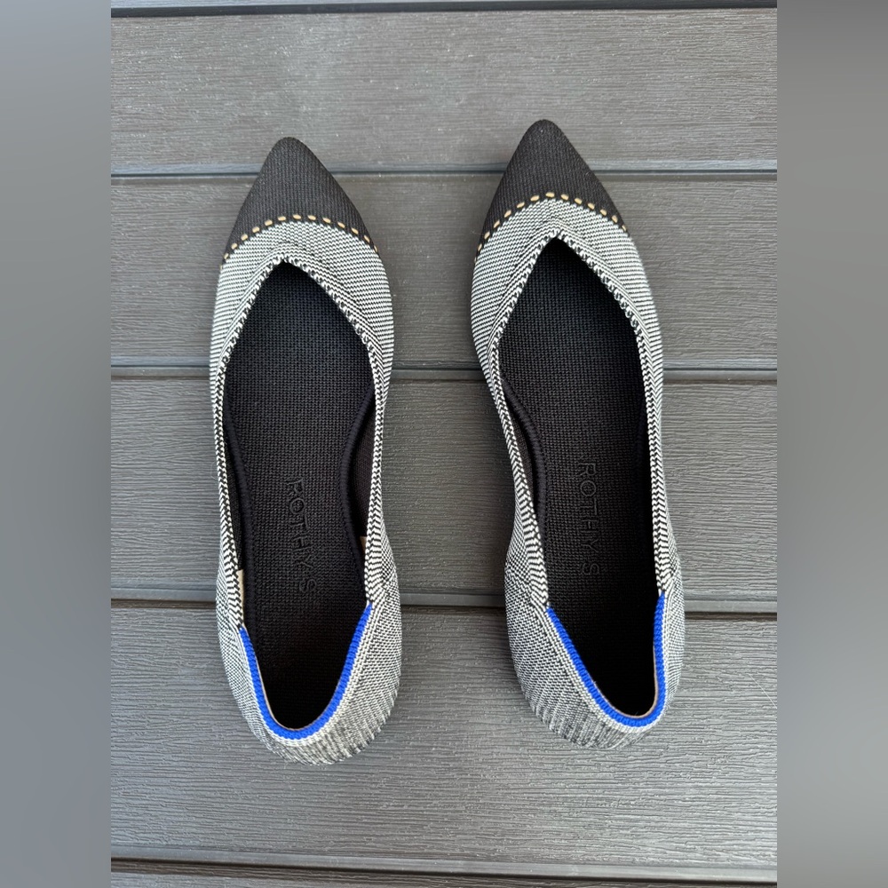 Rothy's The Point ll Grey Mist Cap Toe Women's Flats - Picture 1 of 5